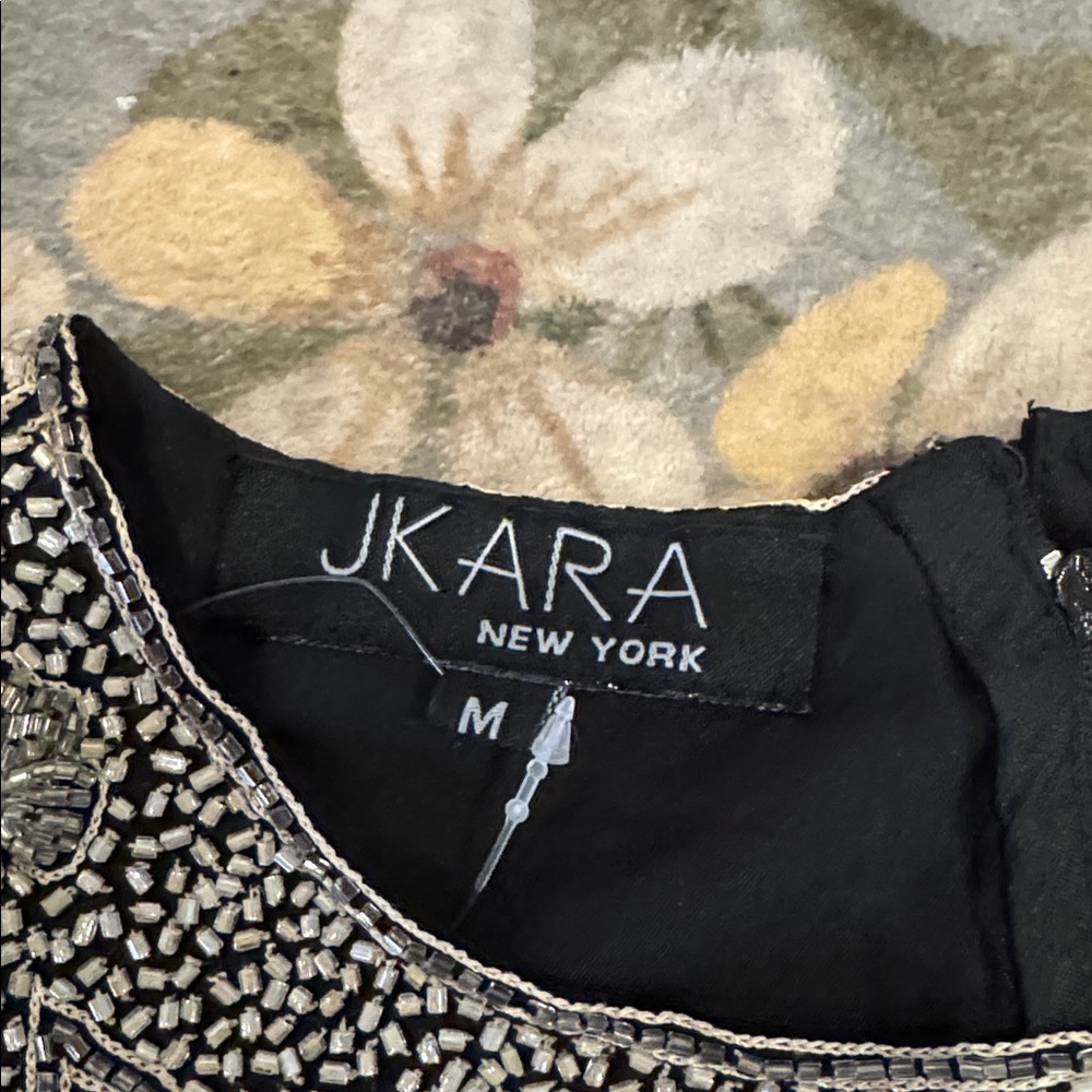 J Kara Black and Gold Beaded Sleeveless Dressy Top - Picture 3 of 3